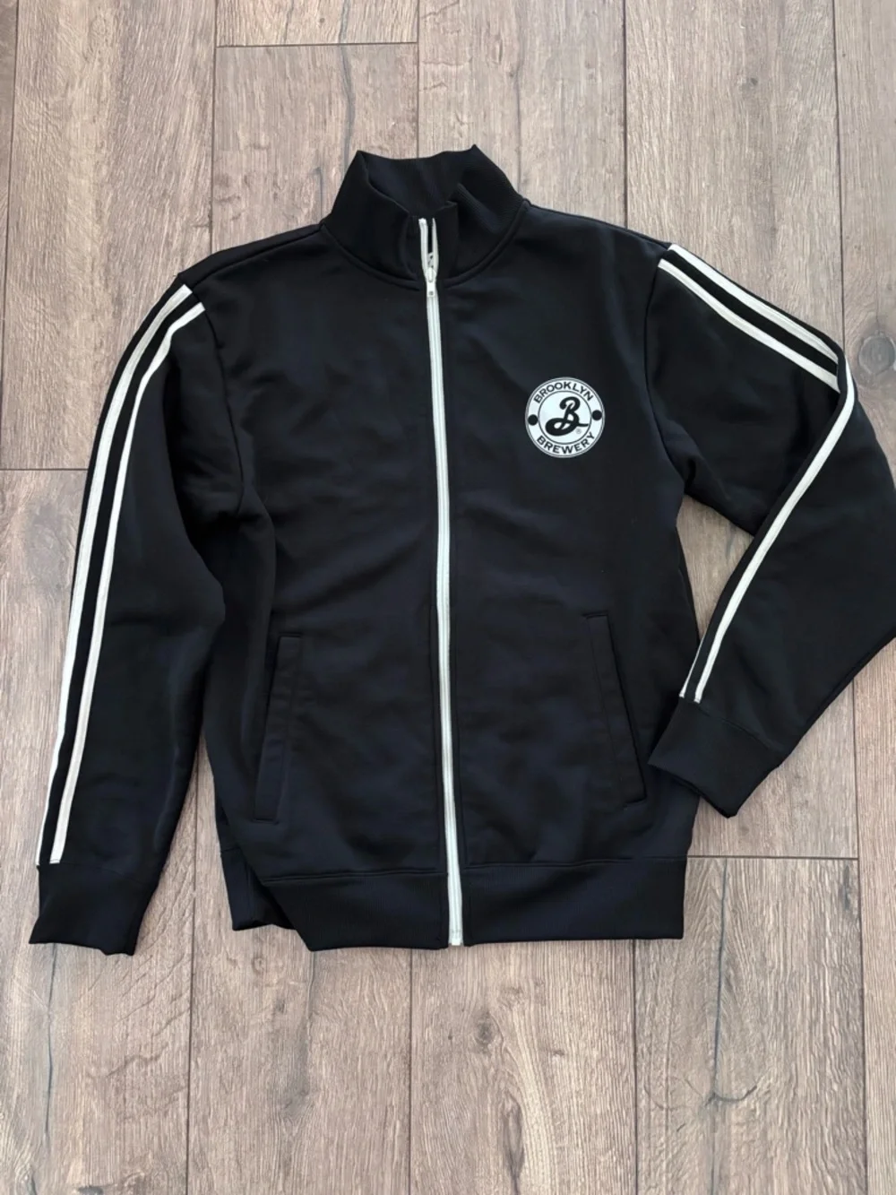 Brooklyn Brewery Vintage Black Track Jacket with White Stripe Small